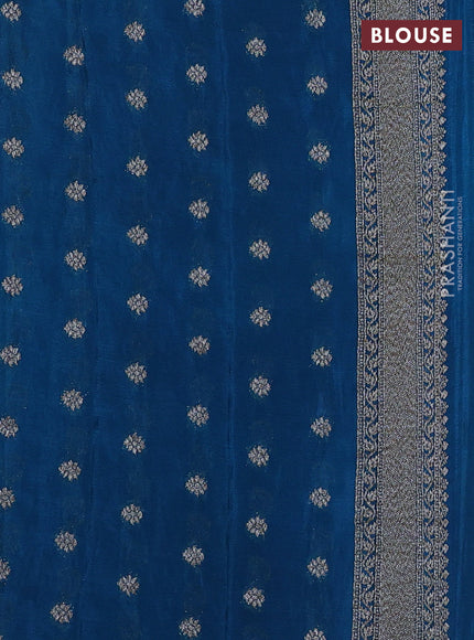 Banarasi semi crepe saree teal blue and peacock blue with allover thread & zari woven buttas and woven border