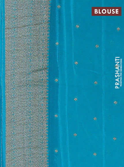 Banarasi semi crepe saree violet and teal green with allover thread & zari woven buttas and long woven border