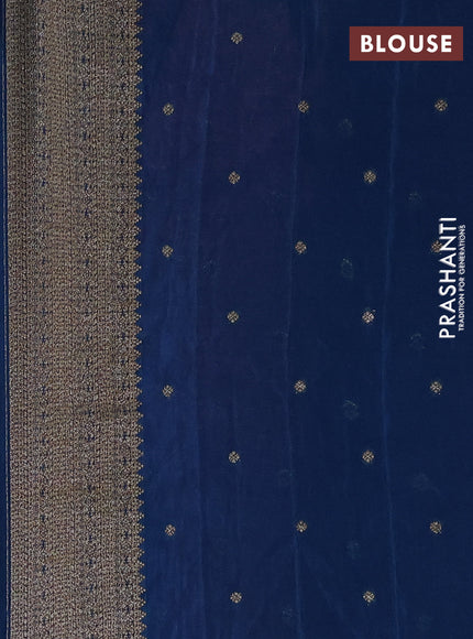 Banarasi semi crepe saree mild peach pink and peacock blue with allover thread & zari woven buttas and long woven border