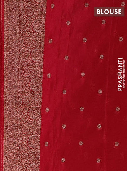 Banarasi semi crepe saree peacock blue and pink with allover thread & zari woven leaf buttas and woven border