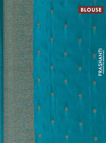 Banarasi semi crepe saree deep wine shade and teal green with allover thread & zari woven leaf buttas and woven border