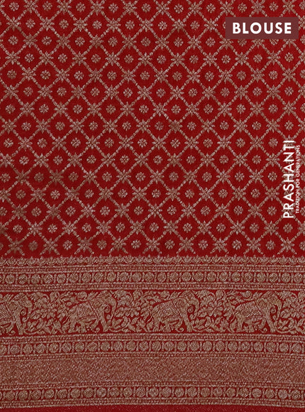 Banarasi semi crepe saree red with allover thread & zari woven buttas and woven border