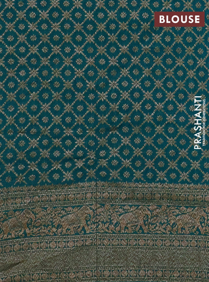 Banarasi semi crepe saree teal green with allover thread & zari woven buttas and woven border