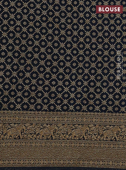 Banarasi semi crepe saree peacock blue with allover thread & zari woven buttas and woven border