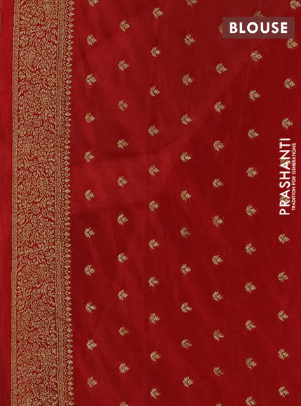 Banarasi semi crepe saree beige and red with allover thread & zari woven buttas and woven border