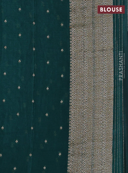Banarasi semi crepe saree red and bottle green with allover thread & zari woven buttas and long woven border