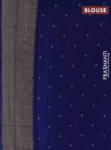 Banarasi semi crepe saree lavender shade and peacock blue with allover thread & zari woven buttas and long woven border