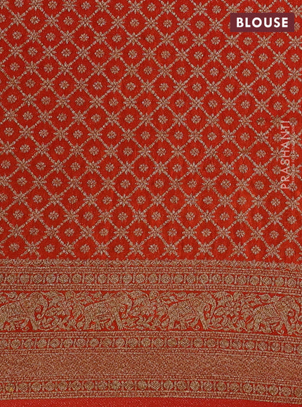 Banarasi semi crepe saree orange with allover thread & zari woven buttas and long woven border
