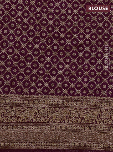 Banarasi semi crepe saree purple with allover thread & zari woven buttas and long woven border