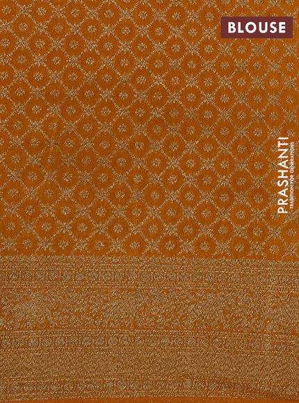 Banarasi semi crepe saree mango yellow with allover thread & zari woven buttas and long woven border