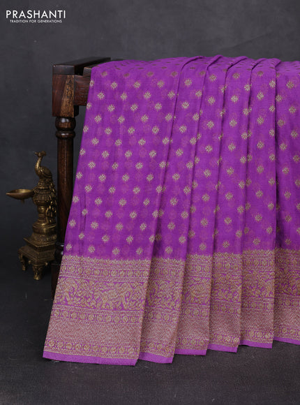 Banarasi semi crepe saree lavender with allover thread & zari woven buttas and long woven border