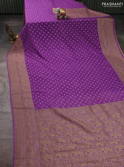 Banarasi semi crepe saree lavender with allover thread & zari woven buttas and long woven border