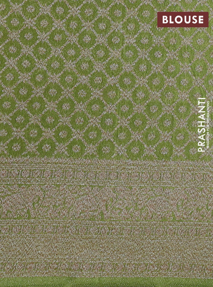 Banarasi semi crepe saree light green with allover thread & zari woven buttas and long woven border