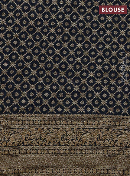 Banarasi semi crepe saree peacock blue with allover thread & zari woven buttas and long woven border
