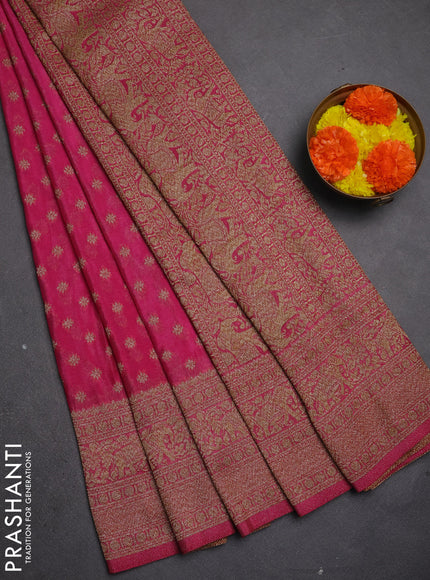 Banarasi semi crepe saree mauve pink with allover thread & zari woven buttas and long woven border