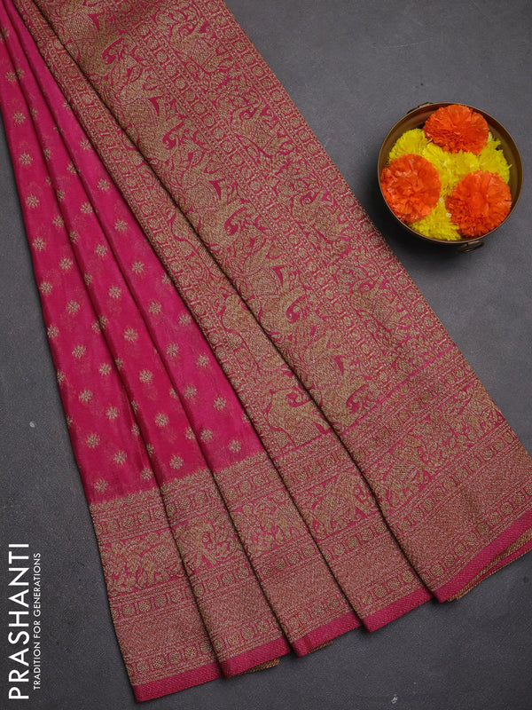 Banarasi semi crepe saree mauve pink with allover thread & zari woven buttas and long woven border