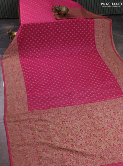 Banarasi semi crepe saree mauve pink with allover thread & zari woven buttas and long woven border