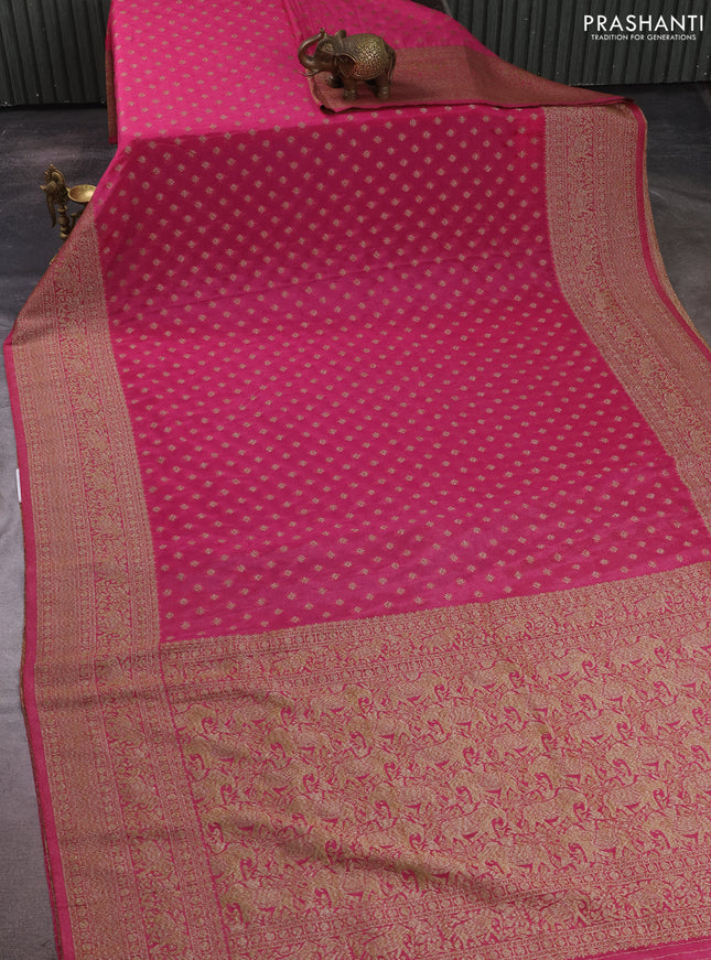 Banarasi semi crepe saree mauve pink with allover thread & zari woven buttas and long woven border