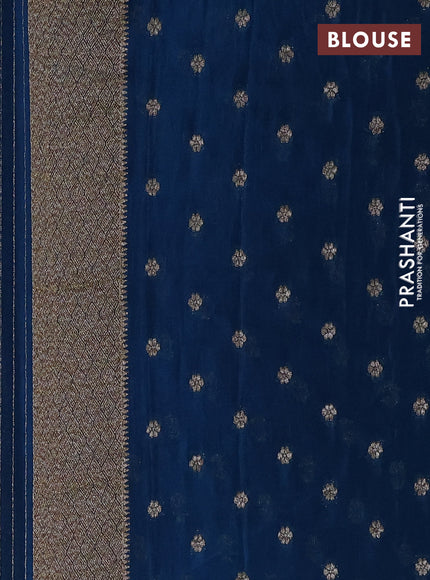 Banarasi semi crepe saree peacock blue with allover thread & zari woven buttas and woven border