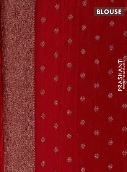 Banarasi semi crepe saree red with allover thread & zari woven buttas and woven border