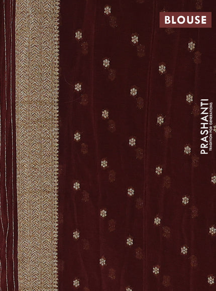 Banarasi semi crepe saree brown with allover thread & zari woven buttas and woven border