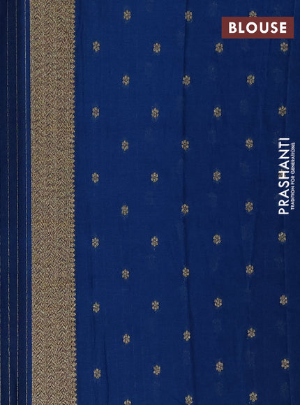 Banarasi semi crepe saree peacock blue with allover thread & zari woven buttas and woven border