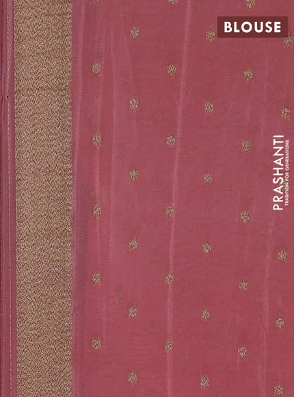 Banarasi semi crepe saree peach shade with allover thread & zari woven buttas and woven border