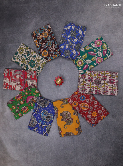 Kalamkari cotton blouse bit multi colour and multi design pack of 10