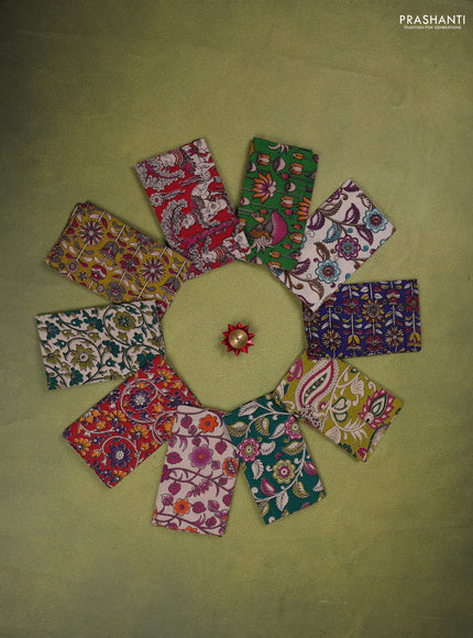 Kalamkari cotton blouse bit multi colour and multi design pack of 10