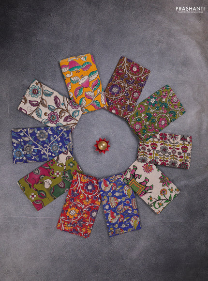 Kalamkari cotton blouse bit multi colour and multi design pack of 10