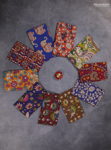 Kalamkari cotton blouse bit multi colour and multi design pack of 10