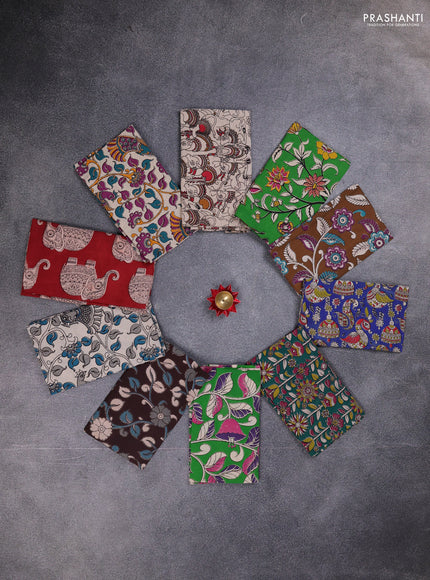 Kalamkari cotton blouse bit multi colour and multi design pack of 10
