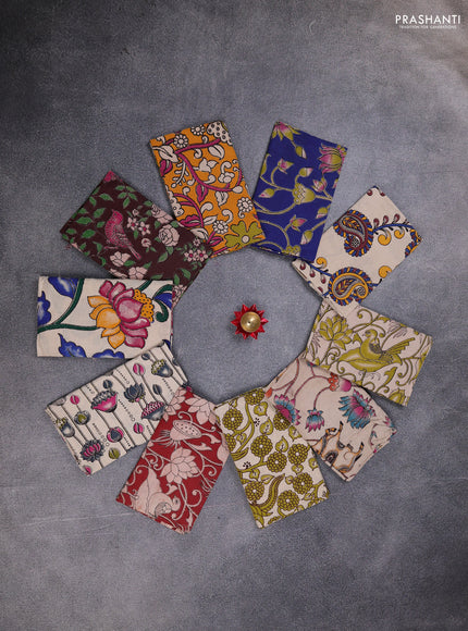 Kalamkari cotton blouse bit multi colour and multi design pack of 10
