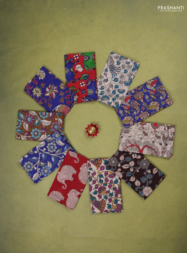 Kalamkari cotton blouse bit multi colour and multi design pack of 10