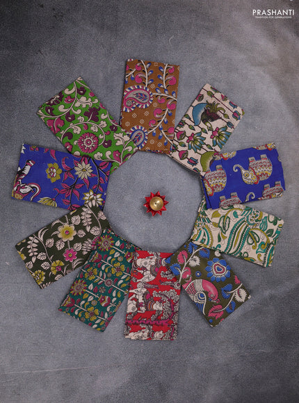 Kalamkari cotton blouse bit multi colour and multi design pack of 10