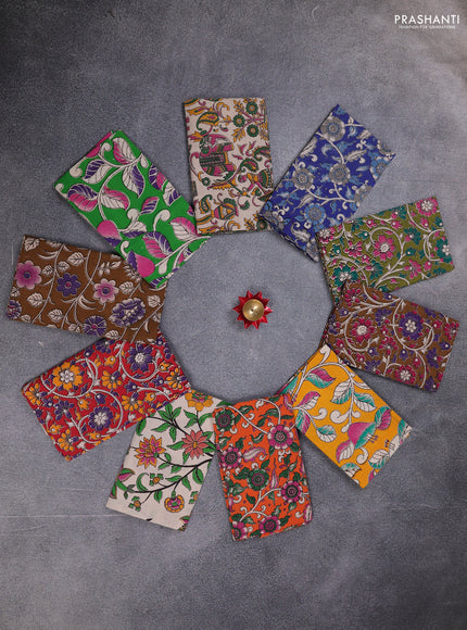 Kalamkari cotton blouse bit multi colour and multi design pack of 10