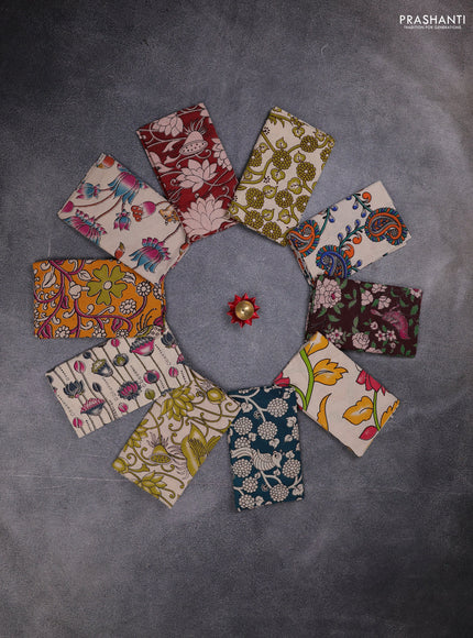 Kalamkari cotton blouse bit multi colour and multi design pack of 10