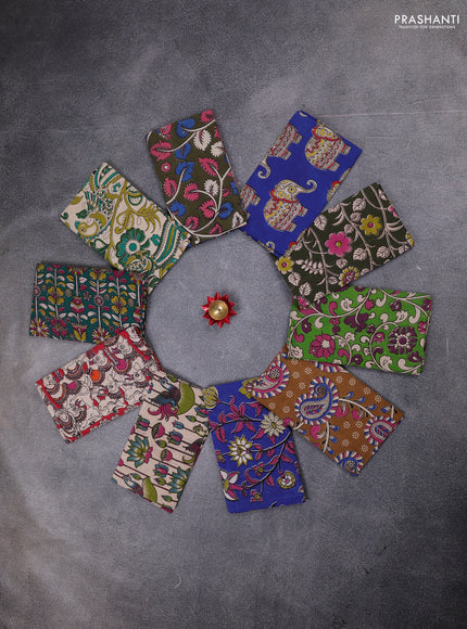 Kalamkari cotton blouse bit multi colour and multi design pack of 10
