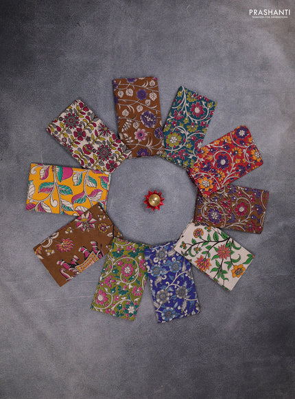 Kalamkari cotton blouse bit multi colour and multi design pack of 10