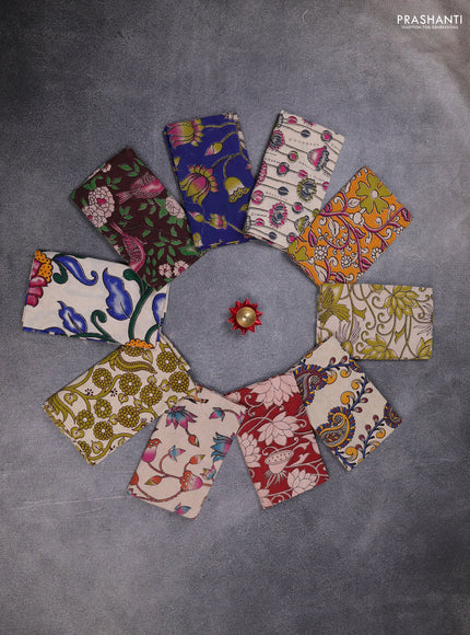 Kalamkari cotton blouse bit multi colour and multi design pack of 10