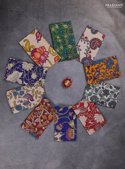 Kalamkari cotton blouse bit multi colour and multi design pack of 10