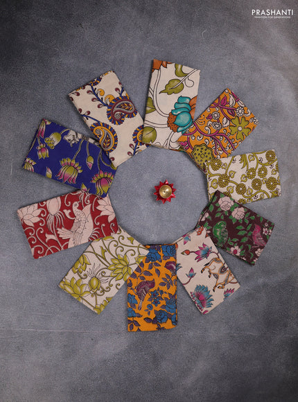 Kalamkari cotton blouse bit multi colour and multi design pack of 10