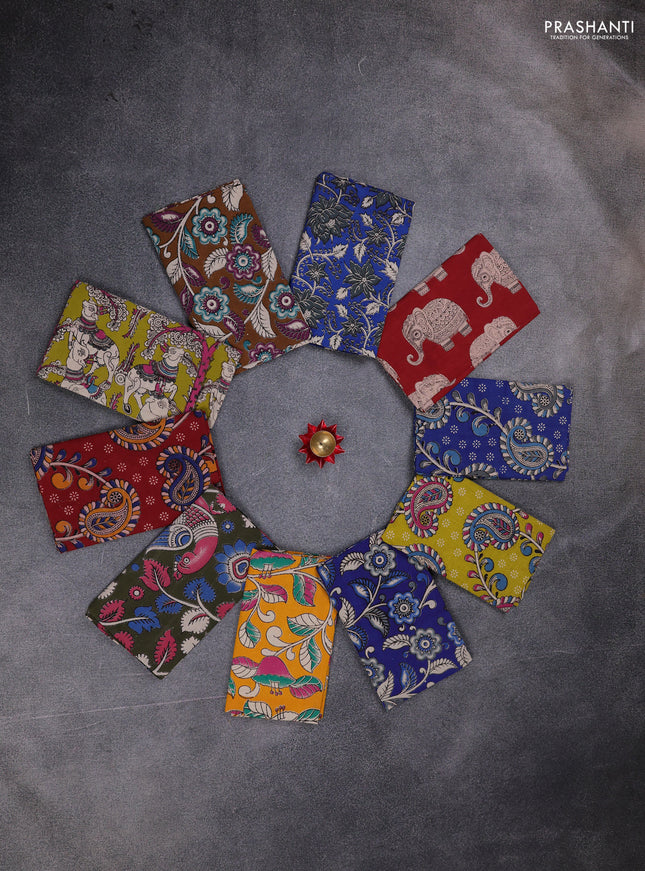 Kalamkari cotton blouse bit multi colour and multi design pack of 10