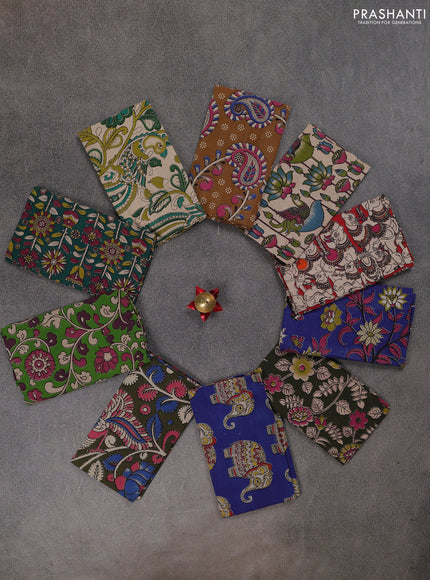 Kalamkari cotton blouse bit multi colour and multi design pack of 10