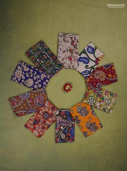 Kalamkari cotton blouse bit multi colour and multi design pack of 10