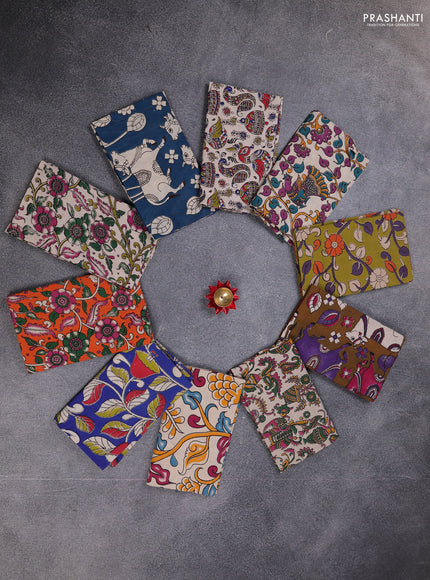 Kalamkari cotton blouse bit multi colour and multi design pack of 10