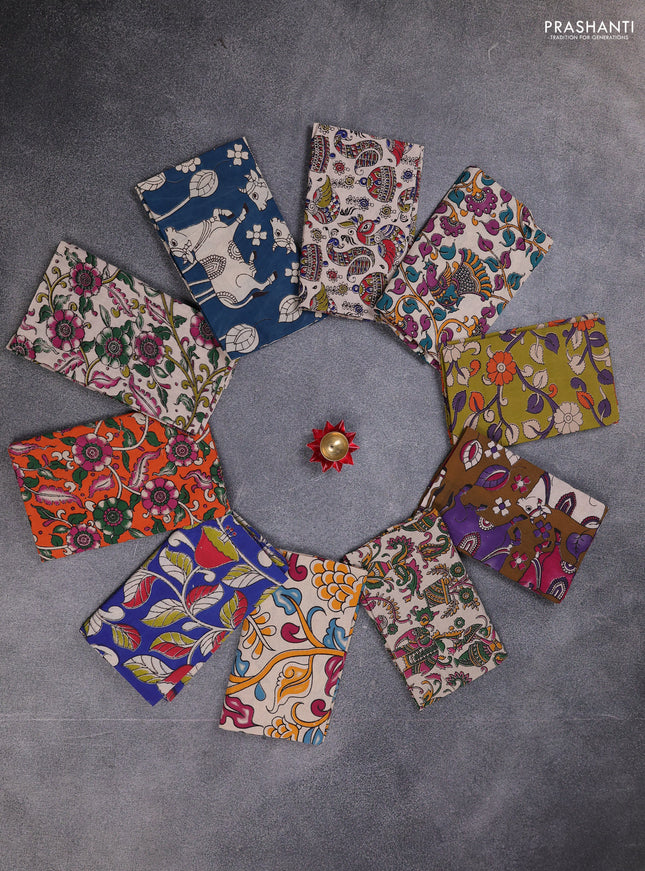 Kalamkari cotton blouse bit multi colour and multi design pack of 10