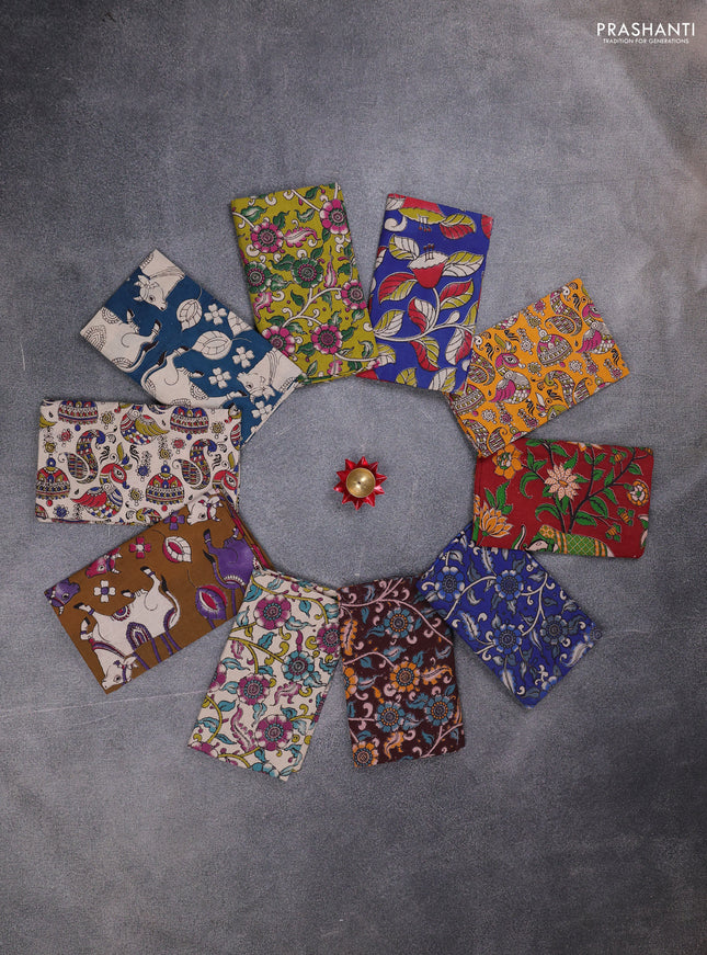 Kalamkari cotton blouse bit multi colour and multi design pack of 10