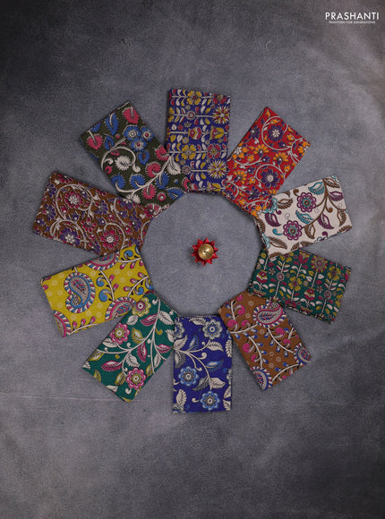 Kalamkari cotton blouse bit multi colour and multi design pack of 10