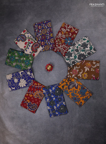 Kalamkari cotton blouse bit multi colour and multi design pack of 10